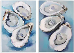 Oysters on the Half Shell, 13 x 19 Inch Mounted Print on Wall Plaque Set