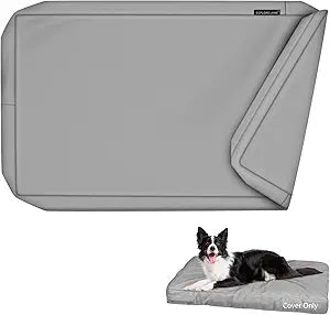 Explore Land Waterproof Dog Bed Cover Canvas Washable Dog Crate Pad Replacement Cover, 48Lx36Wx4H inch, Gray