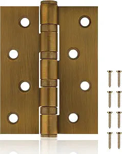 6 Pack Ball Bearing Door Hinges, 4 x 3 Inchs Heavy Duty Stainless Steel Door Hinges, Smooth and No Squeak, Non Removable Pin (Brass)