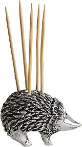 Creative Co-Op Hedgehog Toothpick Holder with 5 Toothpicks, Silver Finish