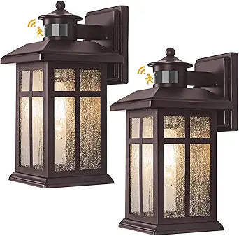 Brilvibera 2 Packs Motion Sensor Outdoor Lights- Outdoor Porch Lights Light Fixtures Motion Sensor Bronze, Porch Lights Outdoor Bronze, Exterior Lights for House, Garage, Door