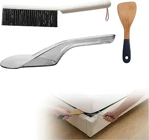 Mattress Lifter & Bed Maker Tool Set for Changing Sheets, Mattress Wedge Elevator to Lift and Hold, Bed Sheet Tucker Tool for Tucking Sheets & Bed Skirts, Built-in Dust Brush Included - Gray