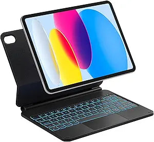 Inateck NeoMagic Magnetic Keyboard Case for iPad 10th Generation 10.9 inch/11th Generation 2025 A16 11 inch, Floating Cantilever Stand, 7-Color Backlight, with Trackpad, Magic-Style Keyboard, Black