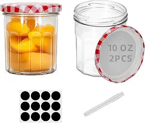2Pcs 10oz Glass Jam Honey Storage Jars with Wide Mouth Airtight Sealed Lids Food Storage Containers for Preserves and Candy for Kitchen Organization 300ML (2)