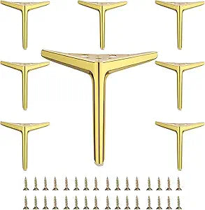 7 1/8 inch /18cm Shiny Gold Metal Furniture Legs Set of 8, Modern Style Furniture Legs, DIY Replacement for TV Stand, Sofa, Chair, Cabinet Cupboard