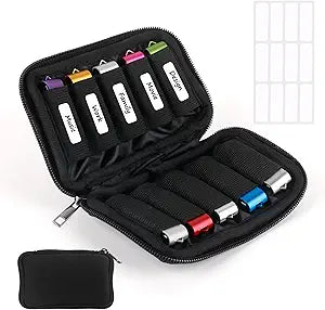 Flash Drive Case USB Storage Case 10 Slots, Portable Thumb Drive USB Holder, Tech Organizer Travel Electronics Bag for Home Office Business, Bulk Memory Stick Pouch Computer Accessories with 12 Labels