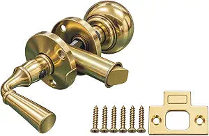 QCAA Solid Brass Storm Door Latch, Polished Brass, Made in Taiwan, 1 Pack