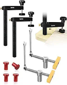 Bench Dogs Clamp Set, 4 Stainless Steel Bench Dogs for 3/4" (19mm) Workbench Dog Hole, Adjustable Dog Hole Clamp with 2 Ratchet Wrenches for Woodworking Tools, Workbench Accessories for Woodworking
