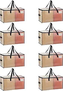 VENO 8 Pack Heavy Duty Moving Bags, Clear Storage Bags for Clothes and Comforters, College Dorm Essentials Packing Supplies, Foldable Boxes Alternative (Clear, 8 Pack)