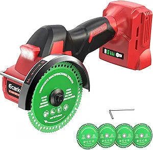 Ecarke Cordless Cut Off Tool Compatible with Milwaukee 18V Battery, 4" Circular Saw Brushless Motor with Blades, 18000 RPM Mini Cut Off Tool Kit for Wood/Metal/Plastic/Tile/Stone Cutting(Tool Only)