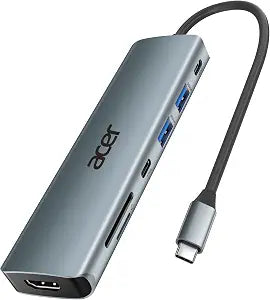 Acer USB C Hub, 7 in 1 Multi-Port Adapter for Laptop/Mac Type C Devices