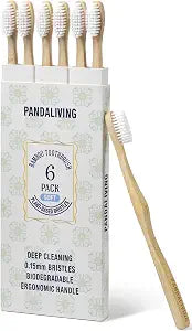 Bamboo Toothbrushes 6 Pack, Plant-Based Soft Bristles