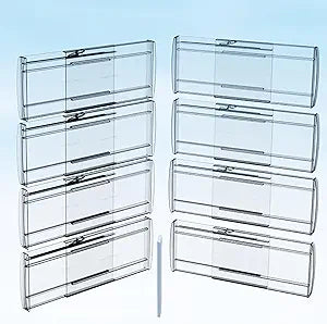 8 Pack Adjustable Drawer Dividers for Clothes,6" High Expandable From 12-20" Clear Drawer Organizers, PC Plastic Separators for Dresser/Bedroom/Bathroom/Kitchen/Office Storage