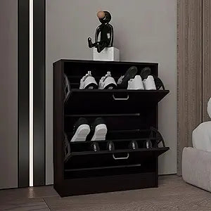 Tuhome Inola Two-Door Shoe Rack Cabinet with Adjustable Shelves, Modern Footwear Storage Organizer for Entryways, Bedrooms, or Closets, Compact Design for Efficient Shoe Organization