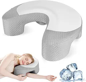 Side Sleeper Pillow with Arm Hole - Cooling Memory Foam Shoulder Pillow for Neck,Shoulder & Rotator Cuff Pain Relief,Ergonomic Arm Support Pillow for Adults,Ideal for Left & Right Side Sleepers,Grey