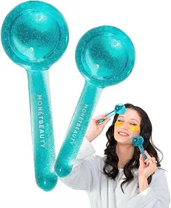 MonétBeauty Tighten Skin, Depuff & Sinus Relief? Try Ice Globes for Face, Freezer Safe Facial Globes for Daily Beauty Routines, Face Roller to Enhance Circulation and Complexion - Blue