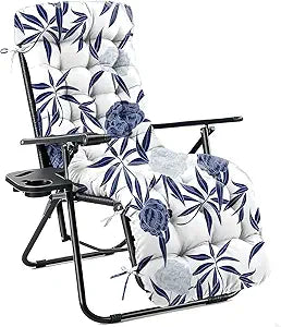 Zero Gravity Chair Cushion, Waterproof Patio Lounge Chair Cushion with Ties, Thick Cotton Chaise Lounge Cushion for Outdoor Indoor Furniture, 66x21x4 Inch Blue Enchantress (Cushion ONLY)