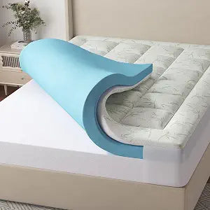 NEWBULIG 3 Inch Queen Dual Layer Mattress Topper, 2 Inch Memory Foam & 1 Inch Rayon Derived from Bamboo Pillow Top, Cooling Breathable Pad for Back Pain & Pressure Relief with 8-16 Inch Deep Pocket