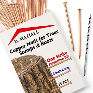15pcs 4 Inch Long Copper Nails for Killing Trees  One Strike Perfection Kit with Wood Auger Bit Effective Removal for Stumps, Roots & Landscaping  Eco-Friendly & Easy to Use