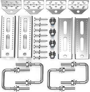 Yuleimy 8 Inch Boat Trailer Bunk Brackets 4-Pack, Heavy Duty Galvanized Swivel Top Bracket Kit with Hardware, Fits 1.5"x3", 2"x3" & 3"x3" Crossmembers, Anti-Rust Silver