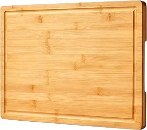 Allsum 30x20" Bamboo Cutting Board for Kitchen, Extra Large Wood Charcuterie Board with Side Handles and Juice Grooves, Stove Top Cover, Noodle Board over Sink, Cheese Serving Tray