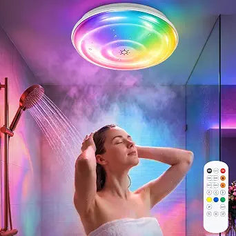 IP65 Waterproof Shower Light, 16 Color Rechargeable Bathroom Mood Light 6''