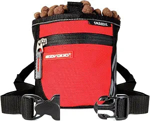 EzyDog SnakPak Wearable Dog Treat Bag Training Pouch with Magnetic Closure, Zipper Pocket, and Belt (Red)