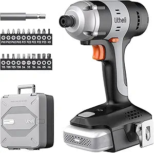 Litheli 20V Cordless Impact Driver Kit with 2.0Ah Battery, 1593 In-lbs Max Torque, 1/4" Hex Power Impact Driver Set, 3000 IPM, 2800 RPM, Blow Mold Case for Vehicle Maintenance & DIY Home Improvement