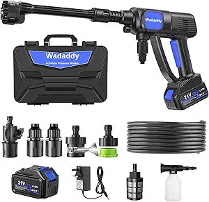 Cordless Car Cleaning Tool, 1250PSI Portable Battery Powered Cleaner with Brushless Motor, Lightweight Design, Use with Bucket or Tap for Car, Patio & Garden