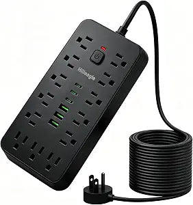 Surge Protector Power Strip - 13 AC Outlets, 6 USB (3 USB C) Charging Ports