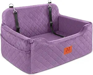 GL GLENSLAVE Dog Car Seat for Medium/Large Dogs, Dog Booster Seat for Pet Under 50lbs or 2 Small, Detachable and Washable Pet Car Seat,Multi-Functional Pet Travel Bed for Backseat(Purple)