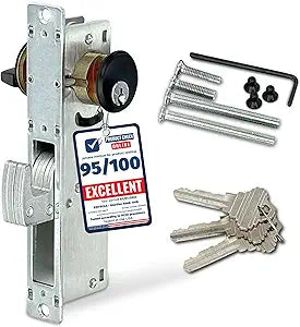 Premium Storefront Mortise Hook Lock for Front Door Cylinder Combo top Interior Sliding deadbolt Key Commercial Locks for Doors Adams rite Aluminum Store Grade Door Entry cam lockset (1-1/8" Backset)