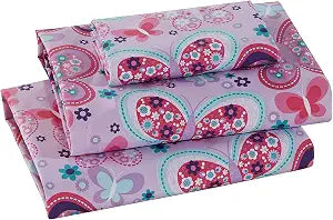 Kids Zone Home Linen Sheet Set for Girls/Teens Lavender Butterfly Pattern Purple Turquoise New # Butterfly (Twin)
