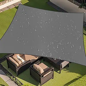 Amagenix Waterproof Sun Shade Sail 8'x10' Dark Grey Shade Canopy Curved Edge 95% UV Blocking Awning Shelter for Outdoor Patio Backyard Garden Activities,Customized
