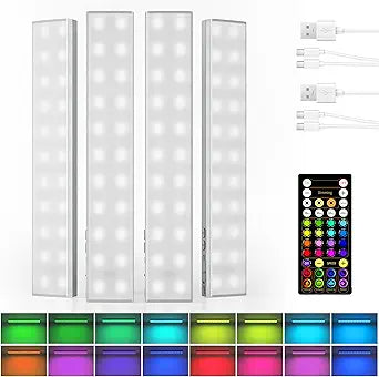 EZVALO 80 Color Changing Light Bars, 1800mAh Rechargeable Battery Operated Under Cabinet Lighting Wireless, Magnetic, Under-Counter Light Fixtures with Remote for Kitchen, Shelves, Home Bar, 4Pack