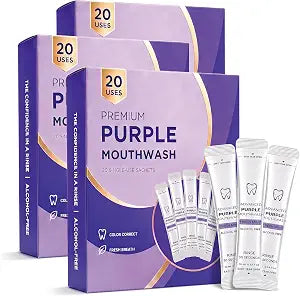 Purple Mouthwash 60 Sachets, Color Correcting, Alcohol-Free