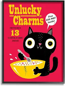 Stupell Industries Unlucky Charms Black Cat Poster Style Cereal Box Art