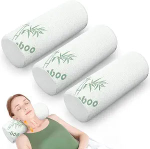Bucherry 3 Pack Cervical Neck Roll Memory Foam Pillow Cylinder Bolster Pillow for Bed Round Neck Support with Removable Washable Cover for Sleeping Travel Yoga Legs Back Lumbar (15.75 x 5.91 Inches)