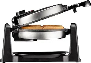 Chefman Rotating Belgian Waffle Maker, 180 Flip Iron w/ Non-Stick Plates, Adjustable Timer, Locking Lid, & Drip Plate, Space Saving Storage, Mess-Free Breakfast, Stainless Steel/Black