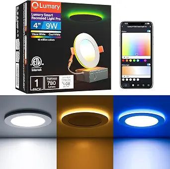 Lumary Smart Recessed Lighting Pro 4 Inch with RGB/Night Ring, 780LM 1Pack