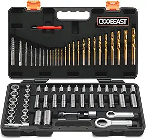 Coobeast 72pcs Bolt Extractor Kit for Men's Gift, Easy Out Screw Extractor Set, Lug Nut Removal Tool with Left Hand Drill Bit Set for Removing Damaged, Frozen, Rusted, Rounded-Off Bolts, Nuts & Screws