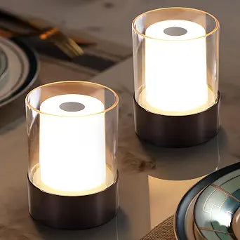 4" Black Cordless Table Lamp Set of 2, Outdoor Rechargeable Lamp