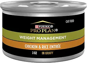 Purina Pro Plan Adult Weight Management Chicken and Rice Entree in Gravy High Protein Wet Cat Food - 3 oz. Can (24 Pack)