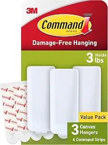Command 3 lb Canvas Hangers, 3 Hangers, 4 Strips