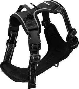 Bark Appeal Reflective Control Dog Harness for Small, Medium & Large Sized Pets  Perfect for No-Pull, No-Choke Training  Adjustable, Reflective Vest with 2 Leash Clips (Black, Small)