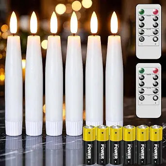 GenSwin LED Flameless Taper Candles Battery Operated Remote (6AA Include)