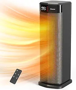 BREEZOME Space Heater for Indoor Use, 1500W Fast Heating PTC Ceramic Electric Heaters with Thermostat, 90┬░Oscillating, 24H Timer, Ideal for Home Office Bedroom
