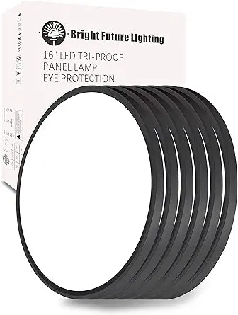 6Pack 16 Inch Led Flush Mount Ceiling Light Panel, 32W,3480LM, 3000K/4000K/6000K CCT Selectable,Ultra Thin Round Black Ceiling Light Fixture for Hallway Kitchen Bedroom Home Office Bathroom