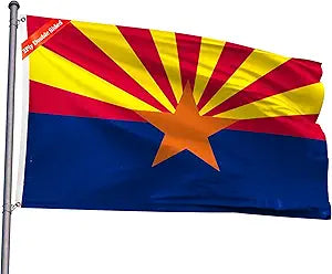 Double Sided Arizona State Flag 4x6FT AZ Flag Polyester Vivid Color Fade Resistant With 2 Brass Grommets For Arizona Themed Festival Events Party Decoration Indoor Outdoor (AZ, 4x6FT 3ply)