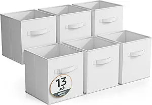 Sorbus Fabric Storage Cubes - 6 Foldable Storage Bins for Organizing Pantry, Cubbies, Toy Box - Clothes Storage & Closet Organizer - 13 Inch Collapsible Cube Baskets for Shelves with Handle